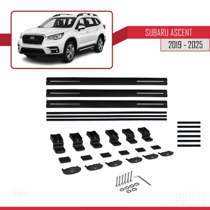Compatible avec Subaru Ascent 2019-2025 BASIC Model Barres de Toit Railing Porte-Bagages de Voiture Noir Aluminium 3 Barres