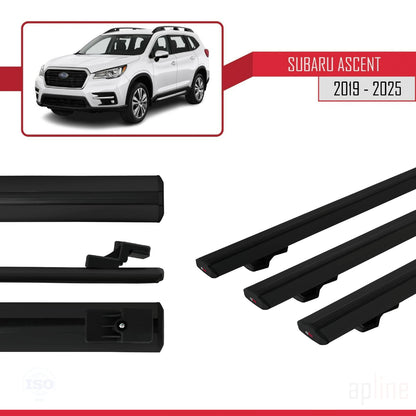 Compatible avec Subaru Ascent 2019-2025 BASIC Model Barres de Toit Railing Porte-Bagages de Voiture Noir Aluminium 3 Barres