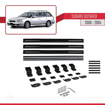 Compatible avec Subaru Outback 2 2000-2004 BASIC Model Barres de Toit Railing Porte-Bagages de Voiture Noir Aluminium 3 Barres
