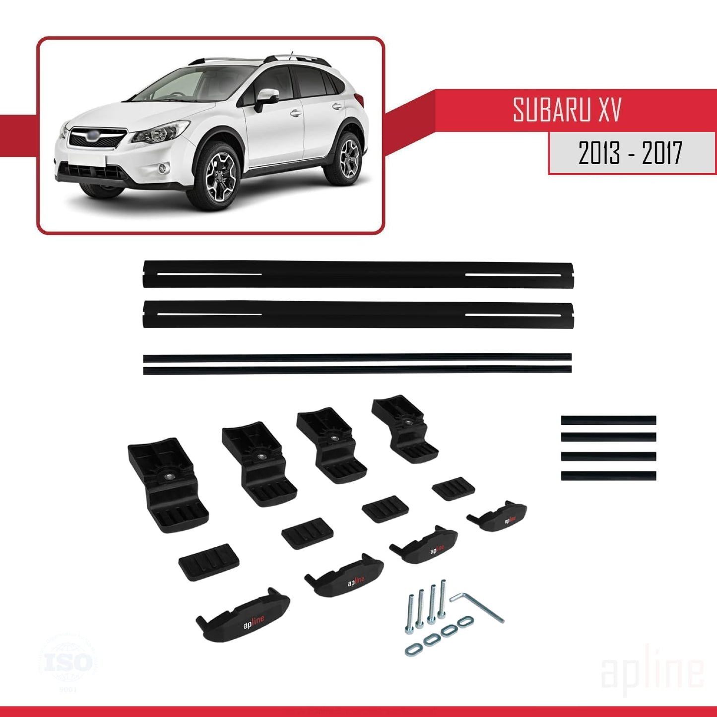 Compatible avec Subaru XV 2013-2017 BASIC Model Barres de Toit Railing Porte-Bagages de Voiture Noir Aluminium 2 Barres