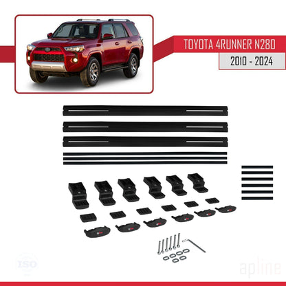 Compatible avec Toyota 4Runner (N280) 2010-2024 BASIC Model Barres de Toit Railing Porte-Bagages de Voiture Noir Aluminium 3 Barres