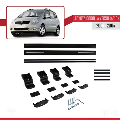 Compatible with Toyota Corolla Verso (E120) 2001-2004 BASIC Model Car Roof Rack Cross Bar Black Aluminium 2 Bars