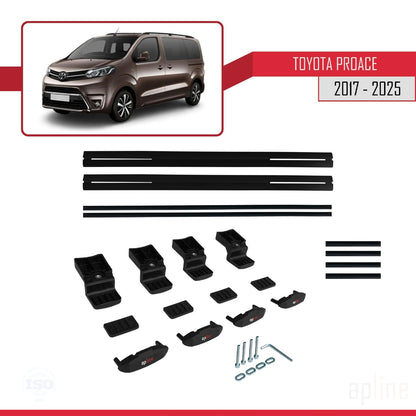 Compatible avec Toyota Proace 2017-2025 BASIC Model Barres de Toit Railing Porte-Bagages de Voiture Noir Aluminium 2 Barres