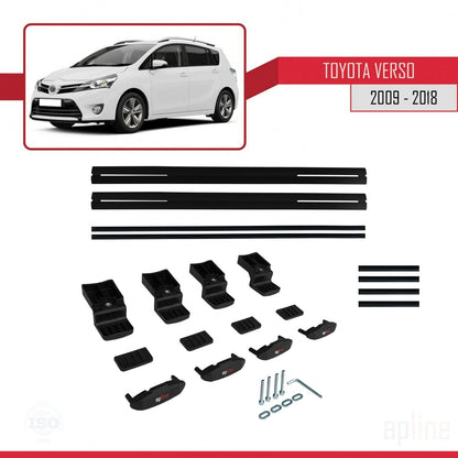 Compatible avec Toyota Verso (AR20) 2009-2018 BASIC Model Barres de Toit Railing Porte-Bagages de Voiture Noir Aluminium 2 Barres