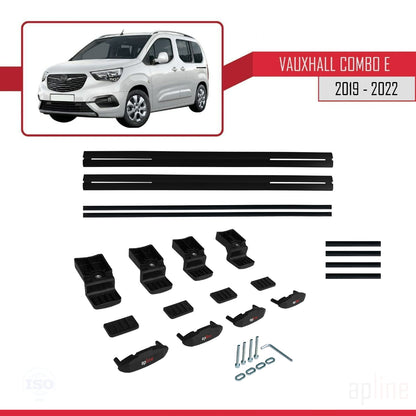 Compatible avec Vauxhall Combo E Life 2019-2022 BASIC Model Barres de Toit Railing Porte-Bagages de Voiture Noir Aluminium 2 Barres