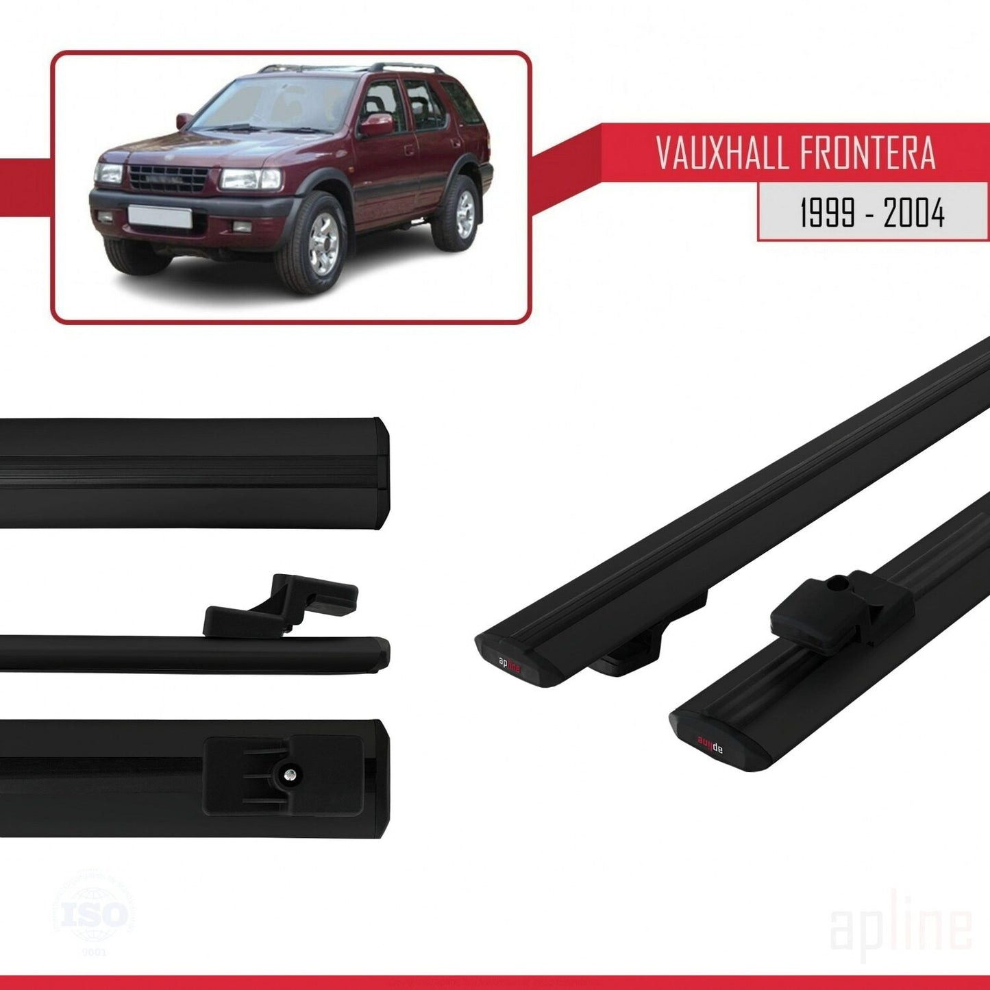 Compatible avec Vauxhall Frontera 2 1999-2004 BASIC Model Barres de Toit Railing Porte-Bagages de Voiture Noir Aluminium 2 Barres