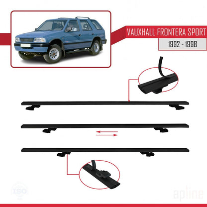Compatible avec Vauxhall Frontera Sport 1992-1998 BASIC Model Barres de Toit Railing Porte-Bagages de Voiture Noir Aluminium 2 Barres