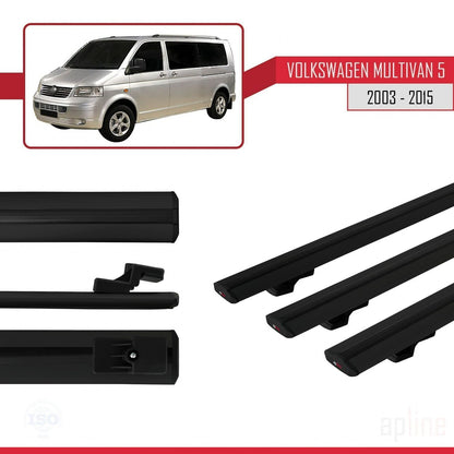 Compatible avec Volkswagen T5 Multivan 2003-2015 BASIC Model Barres de Toit Railing Porte-Bagages de Voiture Noir Aluminium 3 Barres