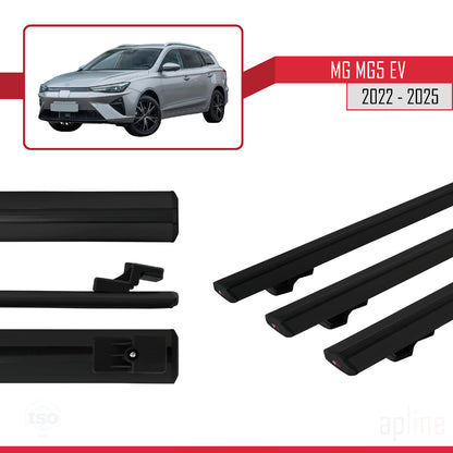 Compatible avec MG 5 EV 2022-2025 BASIC Model Barres de Toit Railing Porte-Bagages de Voiture Noir Aluminium 3 Barres