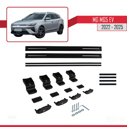 Compatible avec MG 5 EV 2022-2025 BASIC Model Barres de Toit Railing Porte-Bagages de Voiture Noir Aluminium 2 Barres