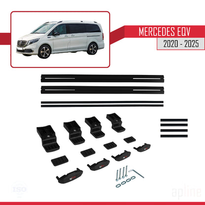 Compatible avec Mercedes EQV (W447) 2020-2025 BASIC Model Barres de Toit Railing Porte-Bagages de Voiture Noir Aluminium 2 Barres