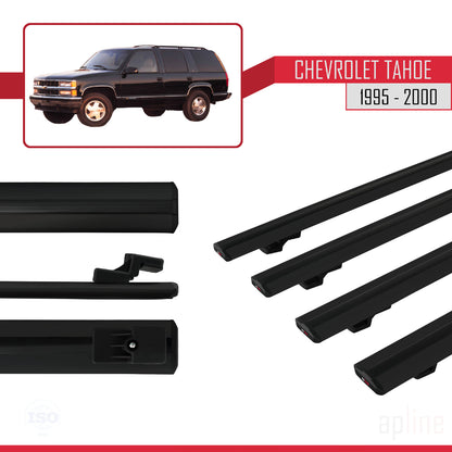 Compatible avec Chevrolet Tahoe 1995-2000 BASIC Model Barres de Toit Railing Porte-Bagages de Voiture Noir Aluminium 4 Barres