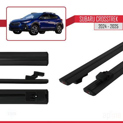 Compatible avec Subaru Crosstrek 2024-2025 BASIC Model Barres de Toit Railing Porte-Bagages de Voiture Noir Aluminium 2 Barres