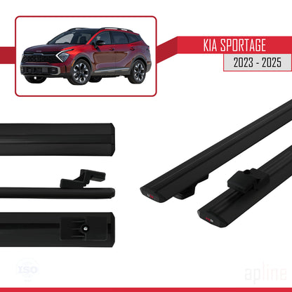 Compatible avec Kia Sportage 2023-2025 BASIC Model Barres de Toit Railing Porte-Bagages de Voiture Noir Aluminium 2 Barres