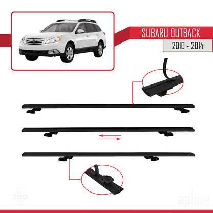 Compatible avec Subaru Outback 2010-2014 BASIC Model Barres de Toit Railing Porte-Bagages de Voiture Noir Aluminium 2 Barres