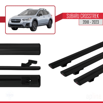 Compatible avec Subaru Crosstrek 2018-2023 BASIC Model Barres de Toit Railing Porte-Bagages de Voiture Noir Aluminium 3 Barres