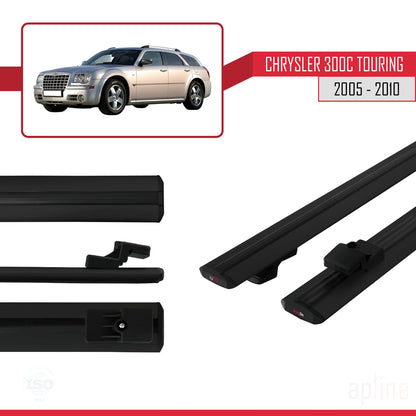 Compatible avec Chrysler 300C Touring 2005-2010 BASIC Model Barres de Toit Railing Porte-Bagages de Voiture Noir Aluminium 2 Barres