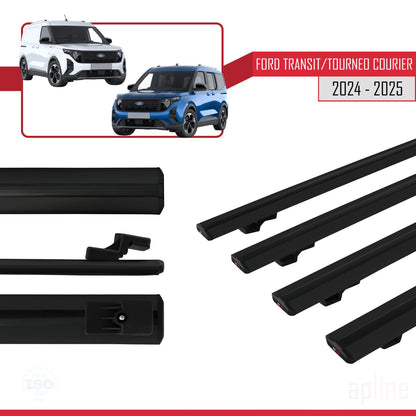 Compatible with Ford Transit/Tourneo Courier 2024-2025 BASIC Model Car Roof Rack Cross Bar Black Aluminium 4 Bars