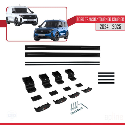 Compatible avec  Ford Transit/Tourneo Courier 2024-2025 BASIC Model Barres de Toit Railing Porte-Bagages de Voiture Noir Aluminium 2 Barres