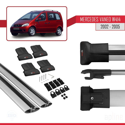 Compatible avec Mercedes Vaneo (W414) 2002-2005 FLY Model Barres de Toit Railing Porte-Bagages de Voiture Gris Aluminium 2 Barres