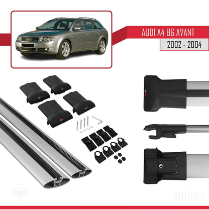 Compatible avec A4 (B6) Avant 2002-2004 FLY Model Barres de Toit Railing Porte-Bagages de Voiture Gris Aluminium 2 Barres