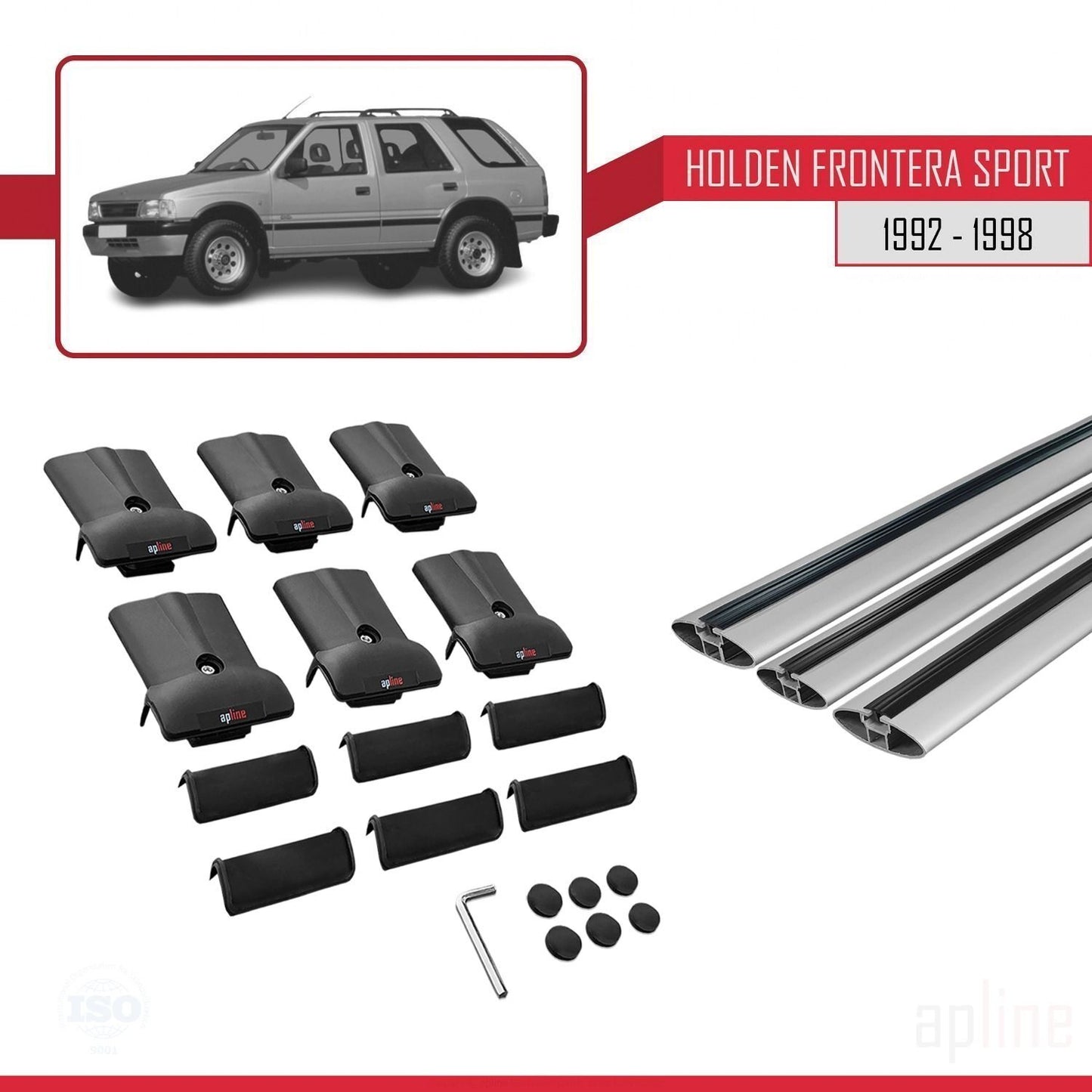 Compatible avec Holden Frontera Sport 1992-1998 FLY Model Barres de Toit Railing Porte-Bagages de Voiture Gris Aluminium 3 Barres