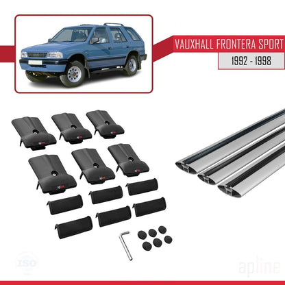 Compatible avec Vauxhall Frontera Sport 1992-1998 FLY Model Barres de Toit Railing Porte-Bagages de Voiture Gris Aluminium 3 Barres