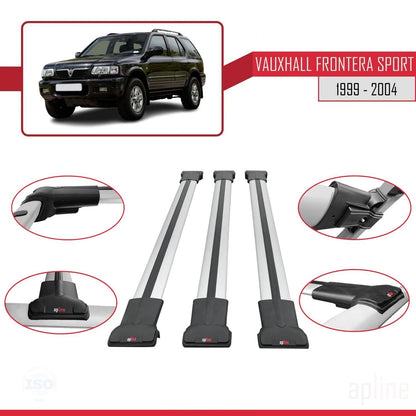 Compatible avec Vauxhall Frontera 2 Sport 1999-2004 FLY Model Barres de Toit Railing Porte-Bagages de Voiture Gris Aluminium 3 Barres