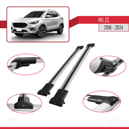 Compatible avec MG ZS 2018-2024 FLY Model Barres de Toit Railing Porte-Bagages de Voiture Gris Aluminium 2 Barres