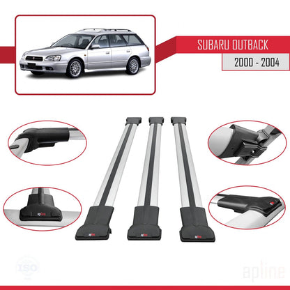Compatible avec Subaru Outback 2 2000-2004 FLY Model Barres de Toit Railing Porte-Bagages de Voiture Gris Aluminium 3 Barres