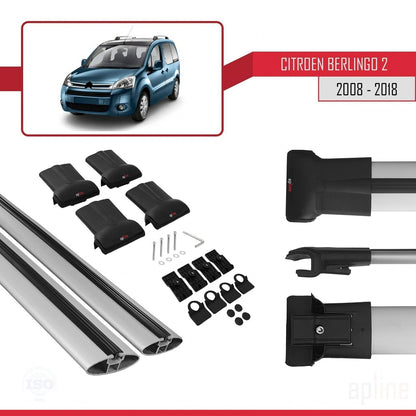 Compatible avec Citroen Berlingo 2 (B9) 2008-2018 FLY Model Barres de Toit Railing Porte-Bagages de Voiture Gris Aluminium 2 Barres