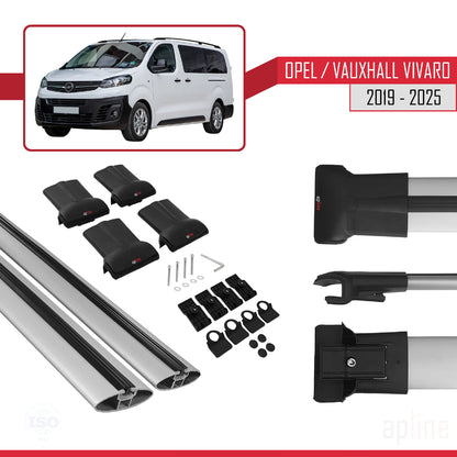 Compatible avec Opel Vivaro C 2019-2025 FLY Model Barres de Toit Railing Porte-Bagages de Voiture Gris Aluminium 2 Barres