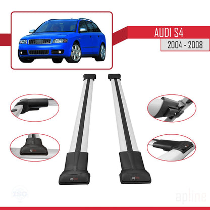 Compatible avec Audi S4 2004-2008 FLY Model Barres de Toit Railing Porte-Bagages de Voiture Gris Aluminium 2 Barres
