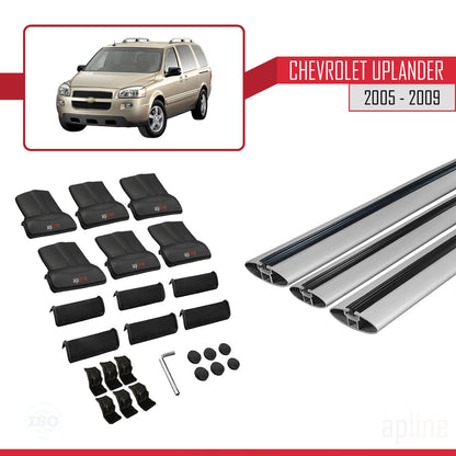Compatible avec Chevrolet Uplander 2005-2009 FLY Model Barres de Toit Railing Porte-Bagages de Voiture Gris Aluminium 3 Barres