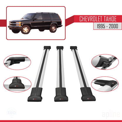 Compatible avec Chevrolet Tahoe 1995-2000 FLY Model Barres de Toit Railing Porte-Bagages de Voiture Gris Aluminium 3 Barres