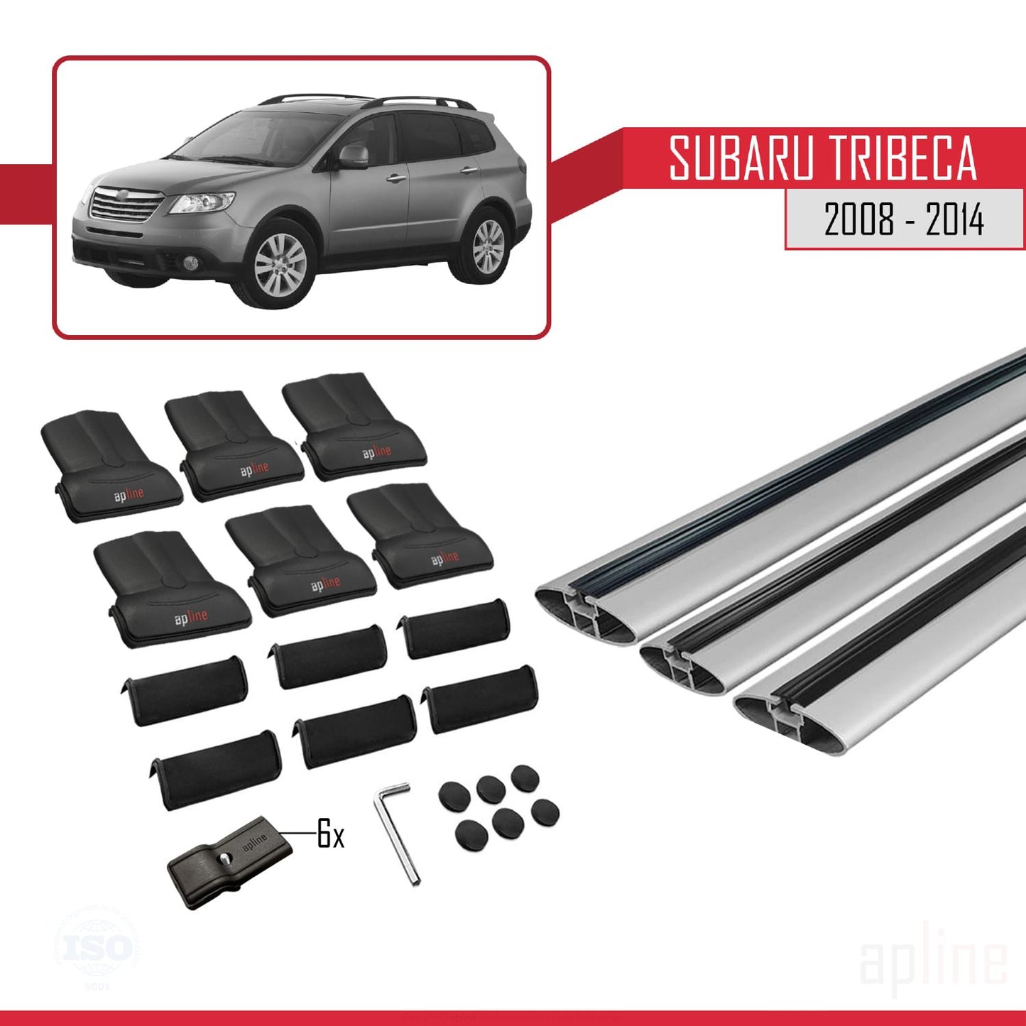 Compatible avec Subaru Tribeca 2008-2014 FLY Model Barres de Toit Railing Porte-Bagages de Voiture Gris Aluminium 3 Barres