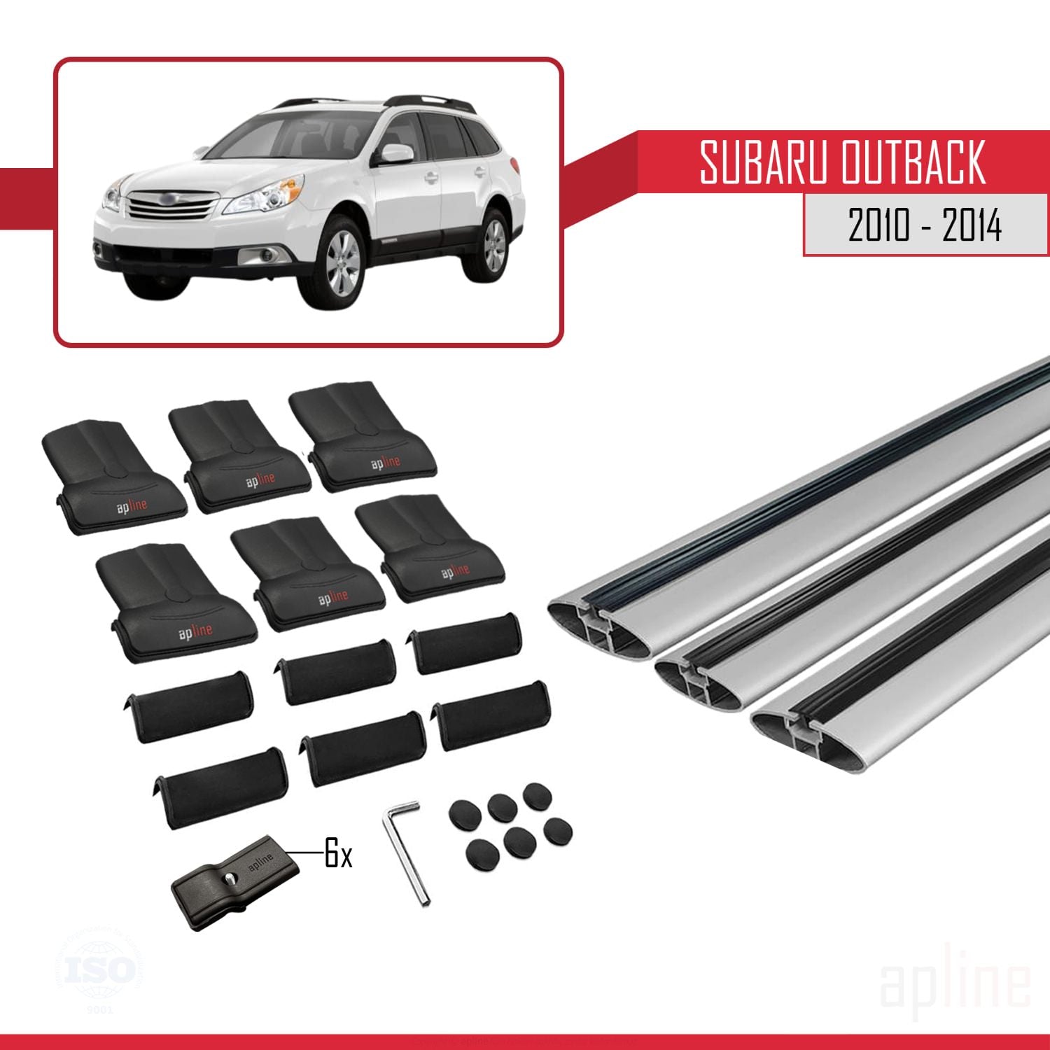 Compatible avec Subaru Outback 2010-2014 FLY Model Barres de Toit Railing Porte-Bagages de Voiture Gris Aluminium 3 Barres