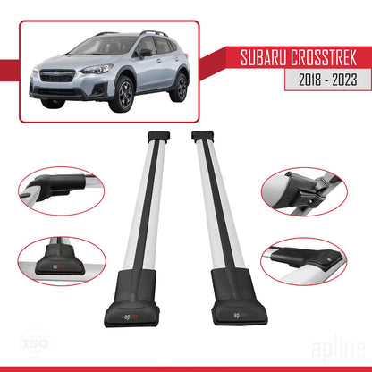 Compatible avec Subaru Crosstrek 2018-2023 FLY Model Barres de Toit Railing Porte-Bagages de Voiture Gris Aluminium 2 Barres