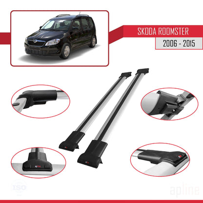 Compatible avec Skoda Roomster 2006-2015 FLY Model Barres de Toit Railing Porte-Bagages de Voiture Gris Aluminium 2 Barres