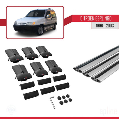 Compatible avec Citroen Berlingo (M49) 1996-2003 FLY Model Barres de Toit Railing Porte-Bagages de Voiture Gris Aluminium 3 Barres