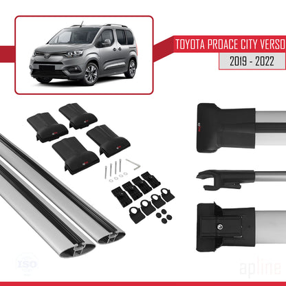 Compatible avec Toyota Proace City Verso 2019-2022 FLY Model Barres de Toit Railing Porte-Bagages de Voiture Gris Aluminium 2 Barres