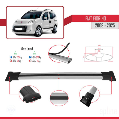 Compatible avec Fiat Fiorino 3 2008-2025 FLY Model Barres de Toit Railing Porte-Bagages de Voiture Gris Aluminium 4 Barres