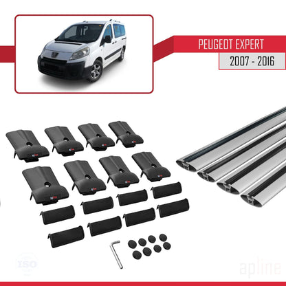 Compatible with Peugeot Expert 2 2007-2016 FLY Model Car Roof Rack Cross Bar Grey Aluminium 4 Bars