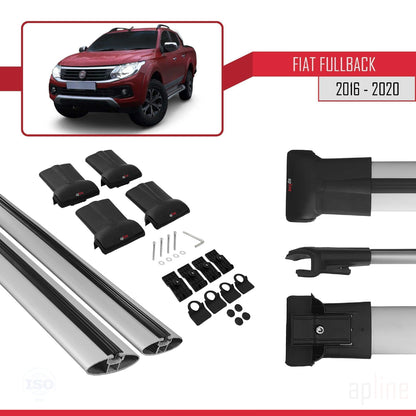Compatible avec Fiat Fullback 2016-2020 FLY Model Barres de Toit Railing Porte-Bagages de Voiture Gris Aluminium 2 Barres