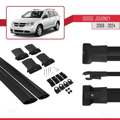 Compatible avec Dodge Journey 2008-2024 FLY Model Barres de Toit Railing Porte-Bagages de Voiture Noir Aluminium 2 Barres