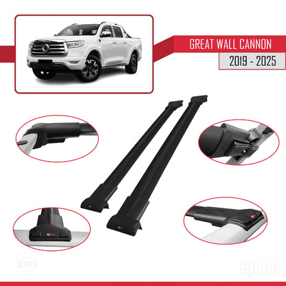 Compatible with Great Wall Cannon 2019-2025 FLY Model Car Roof Rack Cross Bar Black Aluminium 2 Bars