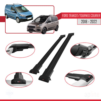 Compatibile con Ford Transit/Tourneo Courier Post-Facelift 2018-2022 modello FLY Barre portatutto per auto Portapacchi in alluminio nero 2 barre