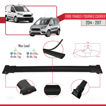 Compatible with Ford Transit/Tourneo Courier Pre-Facelift 2014-2017 FLY Model Car Roof Rack Cross Bar Black Aluminium 4 Bars