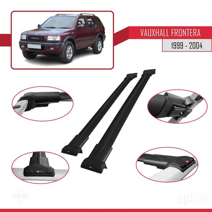 Compatible avec Vauxhall Frontera 2 1999-2004 FLY Model Barres de Toit Railing Porte-Bagages de Voiture Noir Aluminium 2 Barres