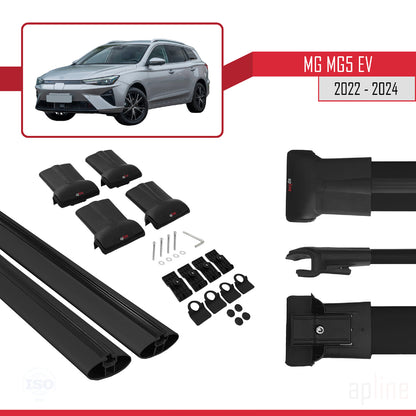 Compatible avec MG 5 EV 2022-2025 FLY Model Barres de Toit Railing Porte-Bagages de Voiture Noir Aluminium 2 Barres